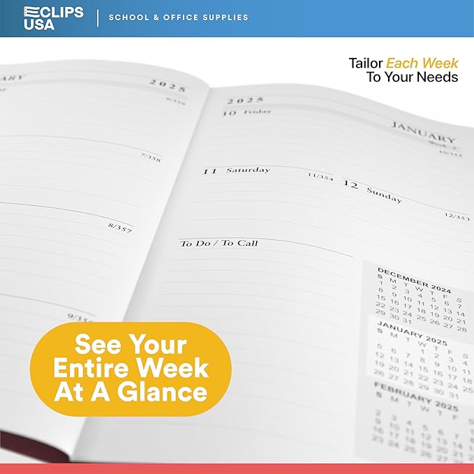 Weekly Planner 2025, Planner, 2025 Weekly Planner, 2025 Planner Weekly And Monthly, 5” x 8”, Weekly Pages, 12 Black 6 Brown 6 Burgundy, (24 Pack, 5 X 8)