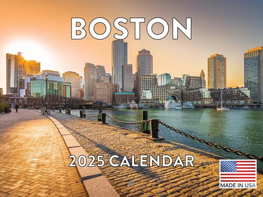 Boston Calendar 2025 Monthly Wall 12 Month | American Made In The USA