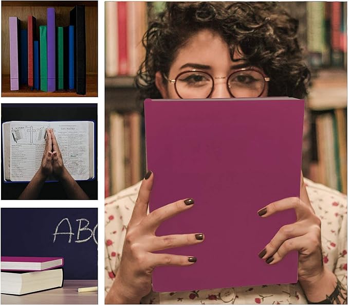 Purple Stretchable Jumbo Book Covers, Washable Reusable Book Protector fits Hardcover Textbooks up to 9" X 12" Office Supply with Free Sticker Labels (1 Pack, Purple)