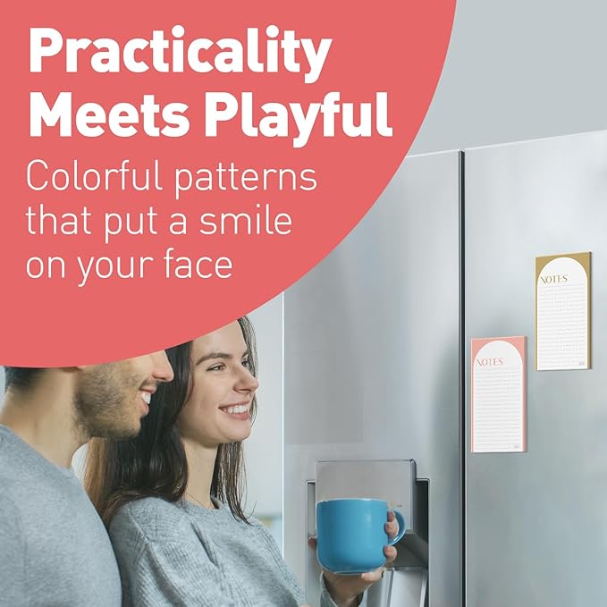 Sweetzer & Orange S&O Magnetic Notepads for Refrigerator 4 Pack, Sticky notes for Fridge Sets - Sticky Journals for Freezer - Magnetized memo sheets for cooler - 3.5” x 7”, 45 Pages