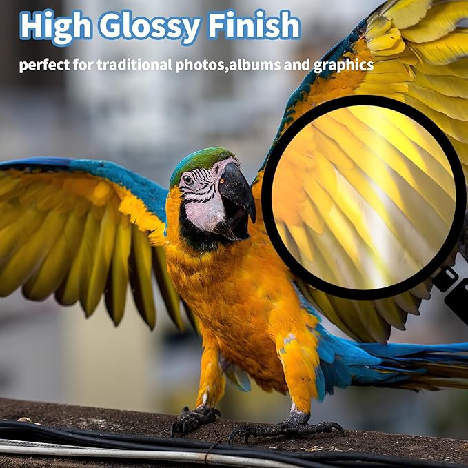 60 Sheets Glossy Photo Paper, 4x6 5x7 8.5x11 inch Inkjet Photo Printer Paper, Instant Dry Picture Paper for DIY Chip Bag, Flyers, Cards, Calendars and Brochures(180gsm/48lb) (mixed size)