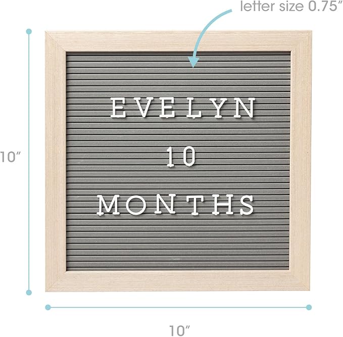 Pearhead Wooden Letterboard Set - Ideal Photo Sharing Prop for Baby Announcements, Milestone Keepsake, Custom Message Board and Shower Gift - Includes 188 Letters, Numbers, and Symbols - Gray