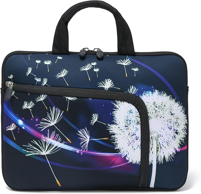 11.6 12 12.5 inch Laptop Sleeve Chromebook Case Ultrabook Case Notebook Sleeve Tablet Case Neoprene Handle Sleeve for Men Women, Two Pockets Fit Apple MacBook Air Samsung Acer HP DELL (Dandelion)