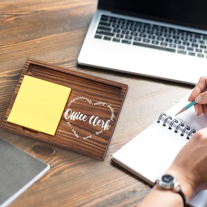 Office Clerk Gift Sticky Note Holder, Office Clerk Appreciation Gift, Thank You Gifts for Admin Secretary Receptionist Office Staff, Assistant Gifts Self-Stick Note Pad Holders Desk Organizer TZP32
