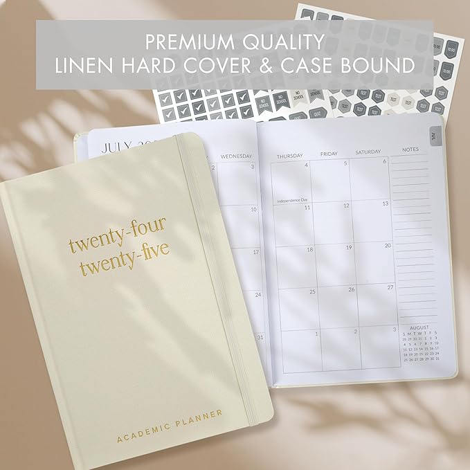 Beautiful 2024-2025 Academic Planner - A 6.7" x 9.7" Daily Planner for Women or Men with Weekly & Monthly Spreads For The 24-25 School Year - Runs From July 2024 - June 2025