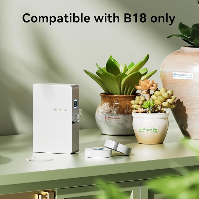 NIIMBOT Plant Labels 13×45mm (0.51'' x 1.77''), Only for B18 Label Maker, Suitable for Outdoor Indoor Plant Potted Tag, PET Material, Long Storage, Waterproof and High-Temperature Resistance, White