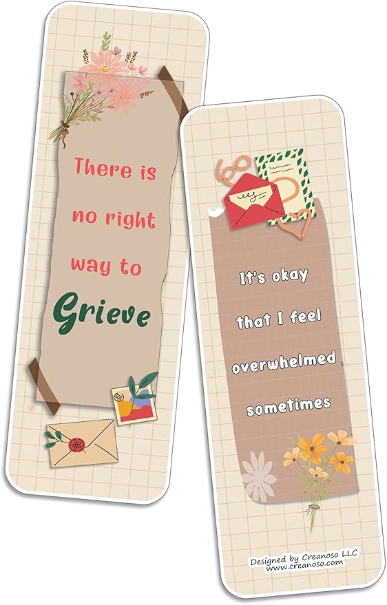 Creanoso Grief and Loss Affirmation Bookmarks (20-Sets x 6 Cards) – Daily Inspirational Card Set – Interesting Book Page Clippers – Great Rewards for Adults and Professionals