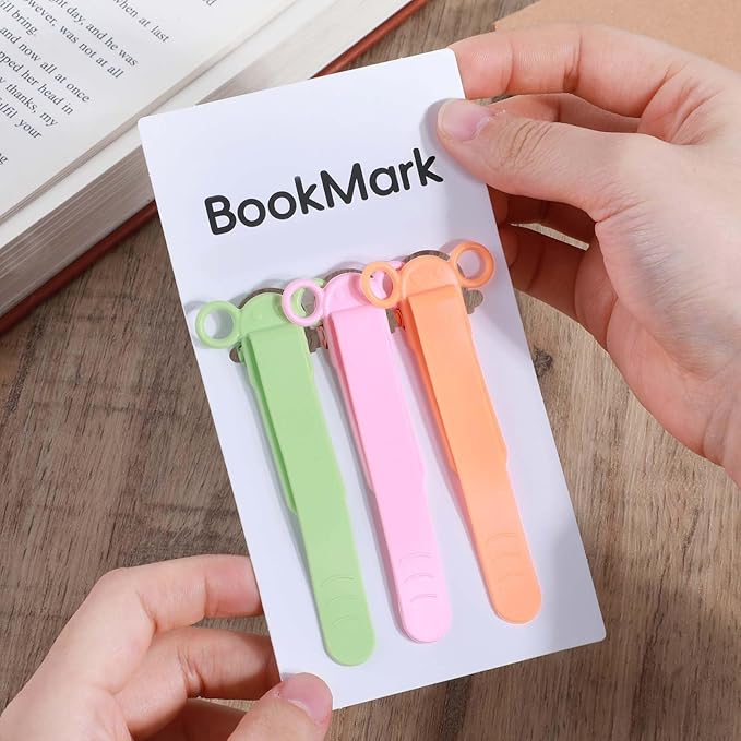 3Pcs Automatically Stay in Place Bookmark, Silicone Book Marks for Reading, Smart Bookmarks for Women, Men, Kids, Book Lovers, Readers, Unique Book Page Holders & Reading Accessories, B