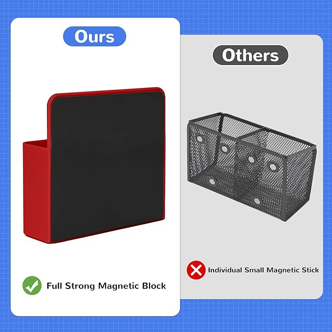 Magnetic Dry Erase Marker Holder, Magnetic Pen Marker Holder for Whiteboard, Fridge, Locker Accessories, School, Office, Home, Magnet Pen Cup,1 Pack, Red