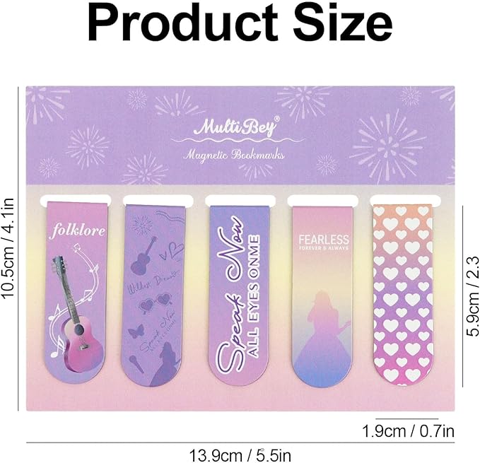 5Pcs Magnetic Bookmarks T-S Bookmarks Page Markers for Fans Readers, Women, Men, Book Lovers, Students Teachers, Funny Office Supplies Stationery Gifts Used in Office, School, Home (Purple)