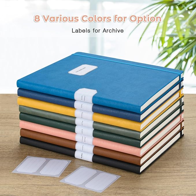 Blank Notebook, Hardcover Sketch Book, 8.5 x 11 Large Blank Journal, No Bleed Thick Paper Sketchbook for Drawing, Unlined Notebook Journal for Women Men School, A4 Leather Sketchbook, Lay Flat, Pink