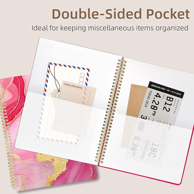 Cute Spiral Notebook journal A4 Aesthetic Pretty Design for Women Girls Kawaii with Pocket, 8.5 x 11 inch, Lined, Marble