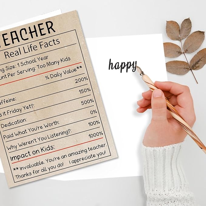 Funny Teacher Appreciation Card, 10.6x7.9 inches Teacher Thank You Card with Envelope, Teacher Gifts form Students, Teacher Appreciation Week Gifts Ideas