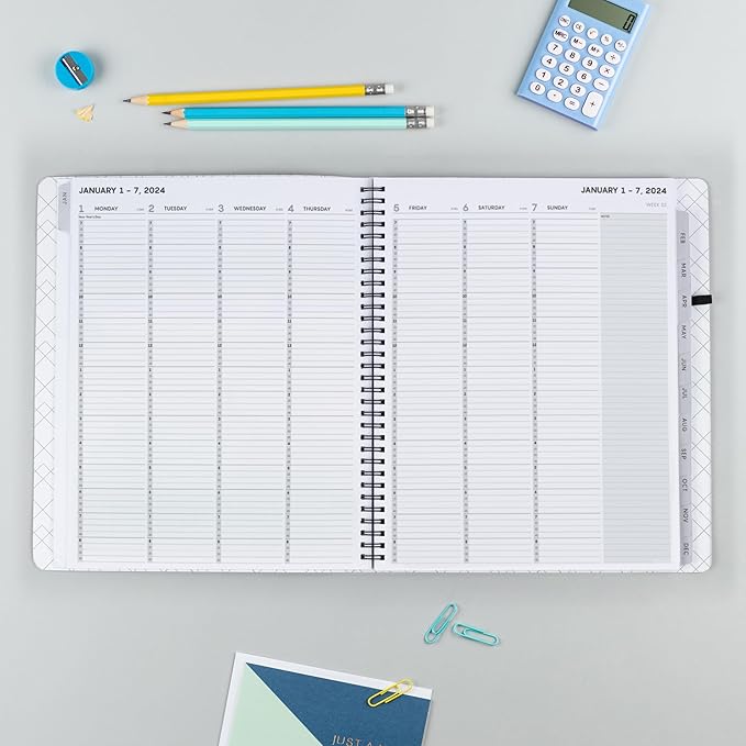 Blue Sky Aligned 2024 Weekly and Monthly Vertical Appointment Planner, 8.25" x 11", Heavyweight Cover, Semi Concealed Wirebound, Black (143590-24)
