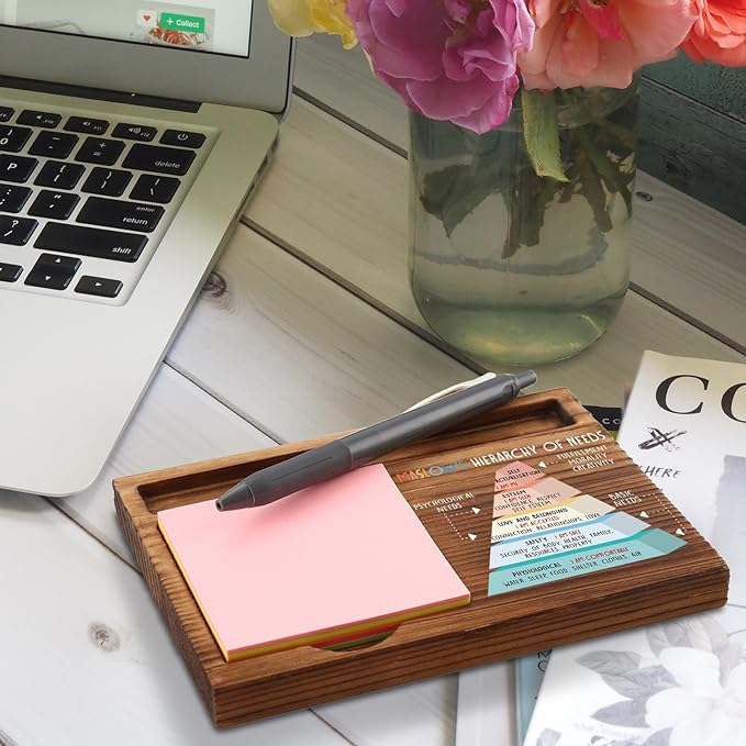 vizuzi Maslow's Hierarchy of Needs Sticky Note Holder, Maslow Needs Decor, Therapy Office Decor, School Counselor Psychologist Mental Health DBT Self-Stick Note Pad Holders ZSS47