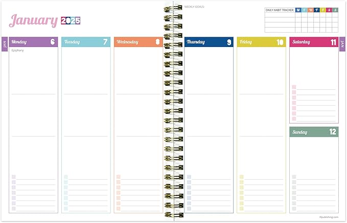 TF PUBLISHING 2025 Happy Hibiscus Medium Weekly Monthly Planner Case of 32 - Goals & Task Trackers - Planner Monthly and Weekly with Organizer Stickers - 12 Month Calendar Planner - 6.5" x 8"