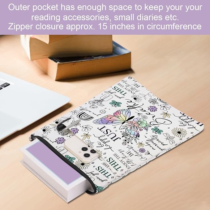 Inspirational Gifts for Women Sister Book Sleeve Book Cover Motivational Butterfly Gifts Affirmations Bookish Book Lovers Gifts Book Protector with Zipper & Front Pocket Graduation Christmas Birthday