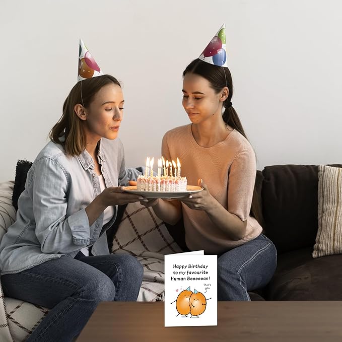 Funny Bean Birthday Card for Husband Wife, Cute Birthday Gift For Boyfriend Girlfriend, Ideal Human Bean Birthday Decoration For fiance fiancee, Happy Birthday Card for Him Her
