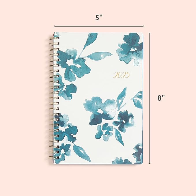 Blue Sky Weekly and Monthly Planner Calendar, Flexible Frosted Cover, Laminated Tabs, Wirebound, Storage Pocket, Bakah Blue (Bakah Blue- 2025, 5" x 8")