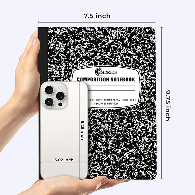 50 Pack Graph Composition Notebook, 200 Pgs (100 Sheets) Bulk Graph Paper Composition Notebook for school, Bulk Graphing Notebook, 4x4 Grid, Quad Ruled Composition Book, Hard Sewn Bound Cover