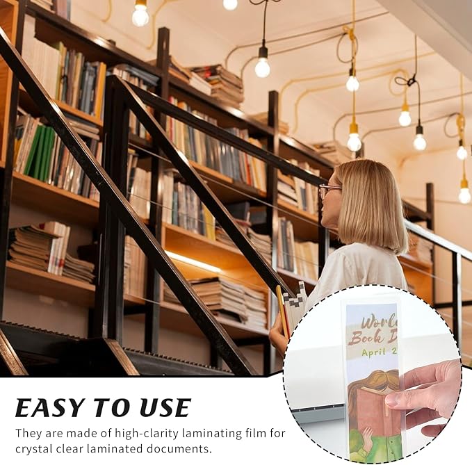 100Pieces Bookmark Laminating Pouches 2 * 8inch Hot Laminator Sleeves 5 Mil Compatible with Most Pouch Laminating Machines for Book Lovers Nature Lovers