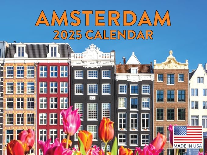 Amsterdam Netherlands Wall Calendar 2025 Monthly | American Made In The USA