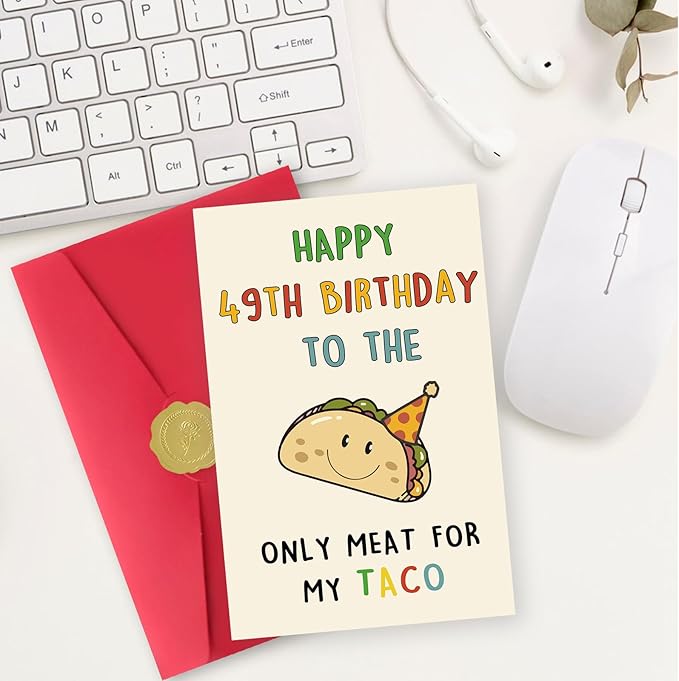 Funny 49th Birthday Card Gifts for Men, Happy 49th Birthday Decorations for Husband Him, Taco Gifts for 49 Years Old Bday Man, Cool 48 Mens Bday Ideas