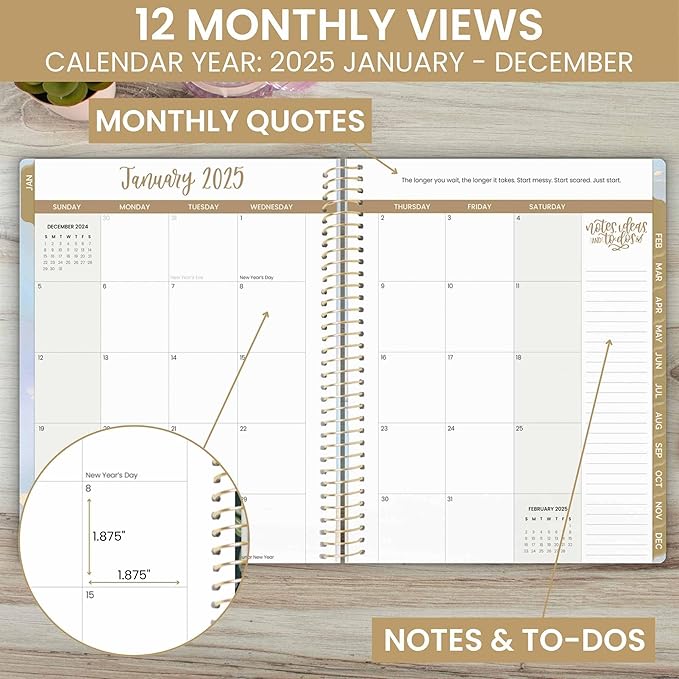 bloom daily planners 2025 (8.5" x 11") Calendar Year Day Planner (January 2025 - December 2025) - Weekly/Monthly Dated Agenda Organizer with Stickers & Tabs - Iridescent Opal
