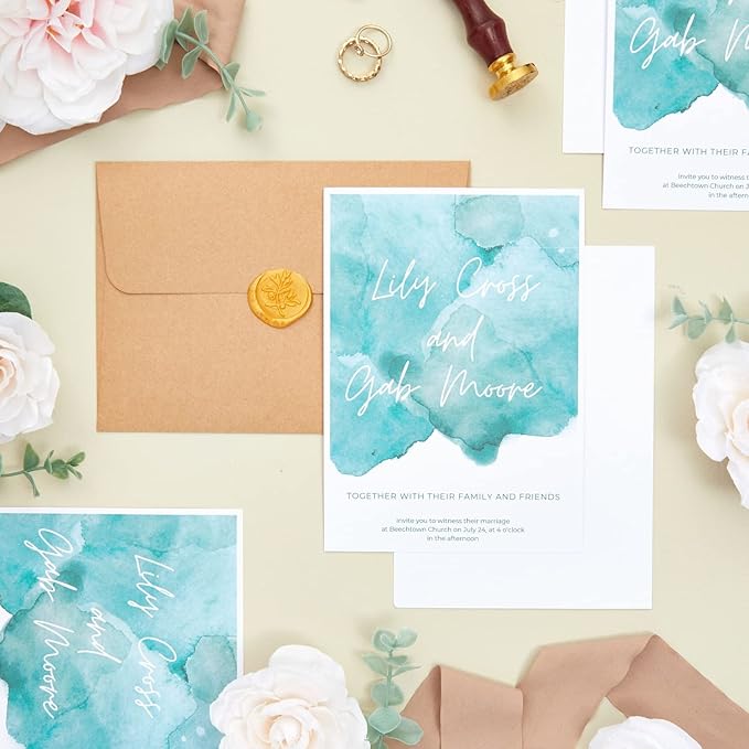 200 Pack White 300 GSM / 110 lb Thick Cardstock Paper - Blank Heavyweight Wedding Invitation Cards for Printing, Flashcards, Postcards - 5x7 inch