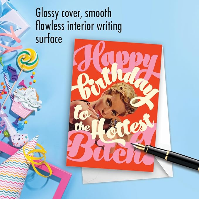 NobleWorks - 1 Funny Women's Birthday Card - Hilarious Bday Greeting Card with Envelope, Sassy Celebration - Hottest Byatch C7016BDG