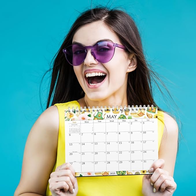 CRANBURY Small Desk Calendar 2025, 8x6" (Seasons) Standing Flip Desktop Calendar with Cheerful Seasonal Monthly Designs, 2025 Yearly Desk Top Calendar