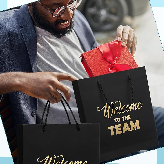 SaieGlossy New Employee Welcome to The Team Gift Sets Notebook and Pen Welcome to The Team Box Employee Appreciation Gift Sets for New Office Worker(Black)