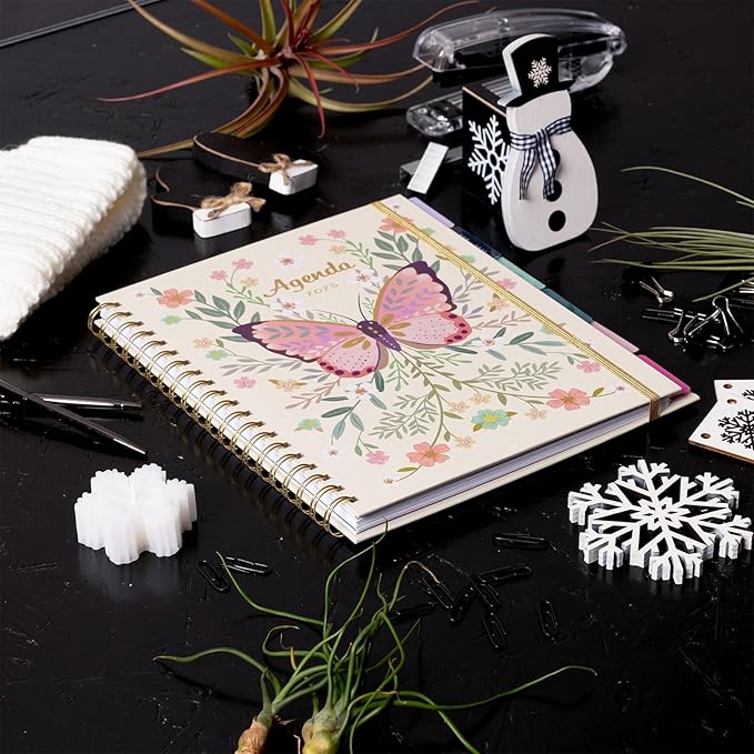 2025 Eccolo Large Spiral Agenda Planner, Hardcover, Weekly & Monthly Pages, 12 Month, Art + Quotes (Extra Large - 9" x 10.5")