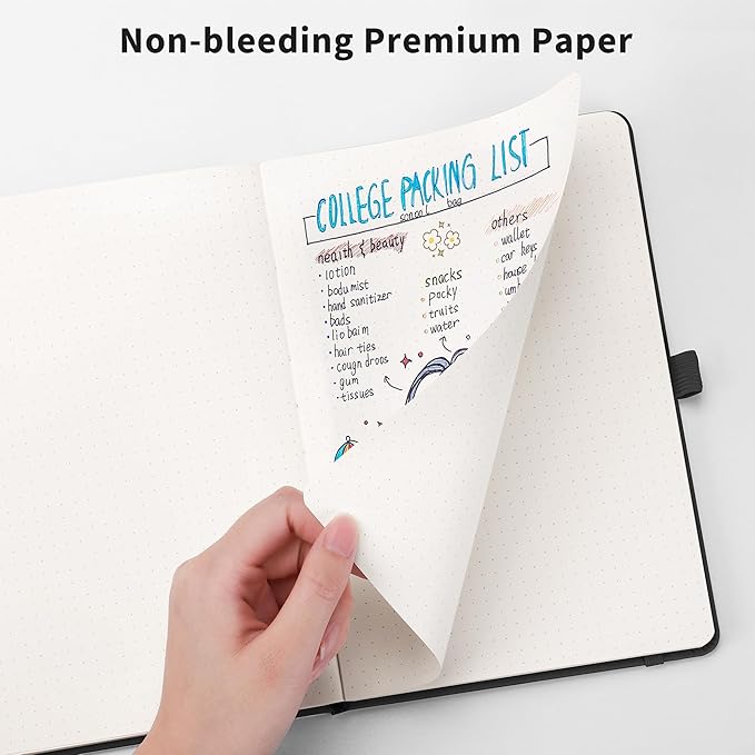 RETTACY Bullet Dotted Journal, A5 Dotted Notebook Journal with 192 Pages, 5.7'' × 8.3'', Medium Size, 100 GSM Thick Paper, Leather Hardcover, Bullet Journaling, Planning (Dark Green)