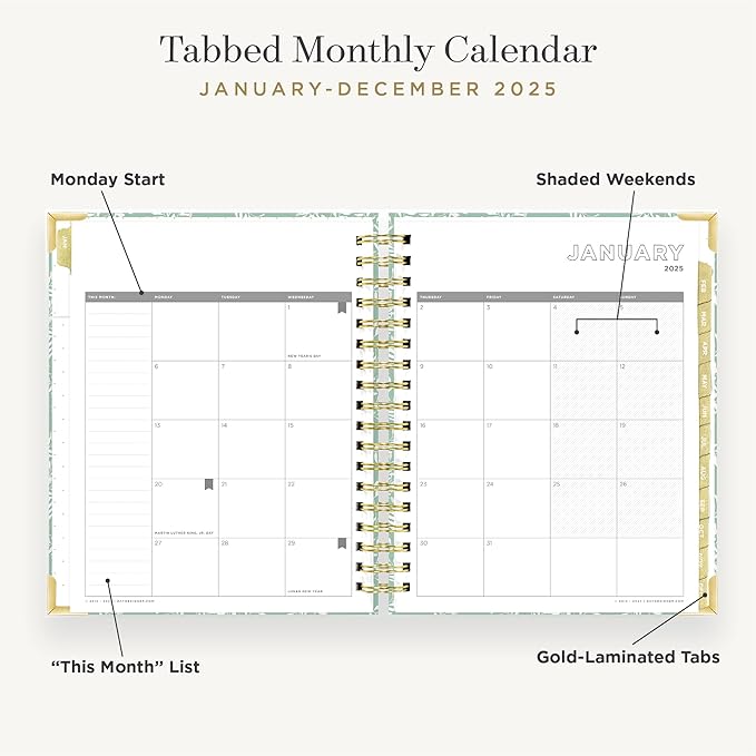 Day Designer 2025 Daily Planner – Premium Planner for Stylish Organization. Combines Monthly Calendar, Hourly Schedule, To-Do List, Gratitude, Goal Setting, Inspirational Quotes, Stickers & More. Elegant laminated Cover with Gold Accents (Graceful)