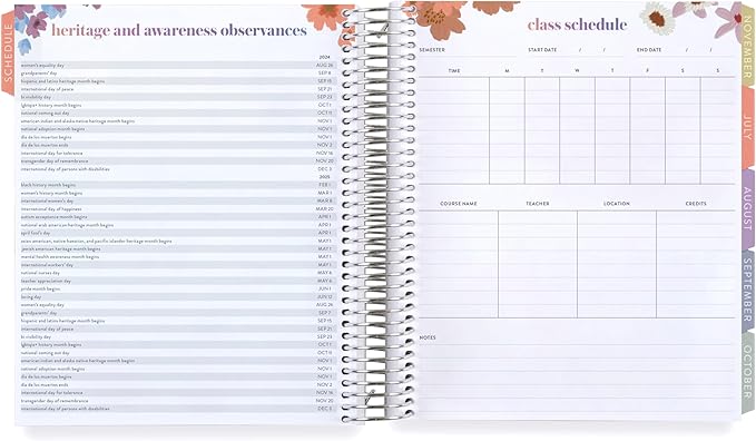 Erin Condren 12-Month Spiral Academic Planner (Jan 2025 - Dec 2025) | 7x9 School Agenda, Notebook and Calendar | 80 Lb. Text Weight Paper | Groovy Waves Cover and Floral Interior, Platinum Coil