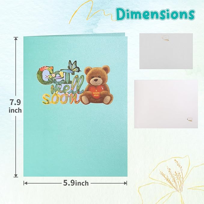 Get Well Cards with Envelope, Pop Up Get Well Soon Card Gifts for Women Men Kids After Surgery Sympathy Card