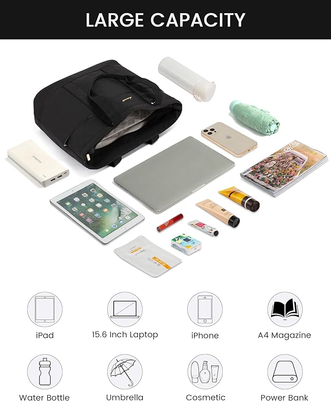 LOVEVOOK Tote Bag for Women，Lightweight Work Bag for Teacher, 15.6 Inch Laptop Bag，Large Shoulder Bag