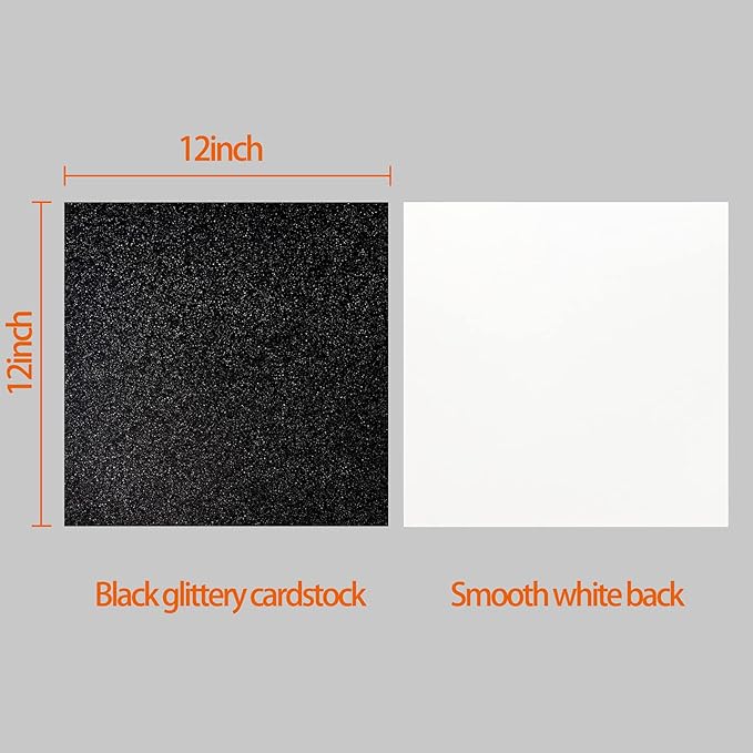 Simetufy Black Glitter Cardstock - 15 Sheets 12" x 12" Black CardStock for Cricut, Black Glitter Paper for DIY Projects, Scrapbooking, Invitations - 250 GSM Card Stock Easy to Cut and DIY