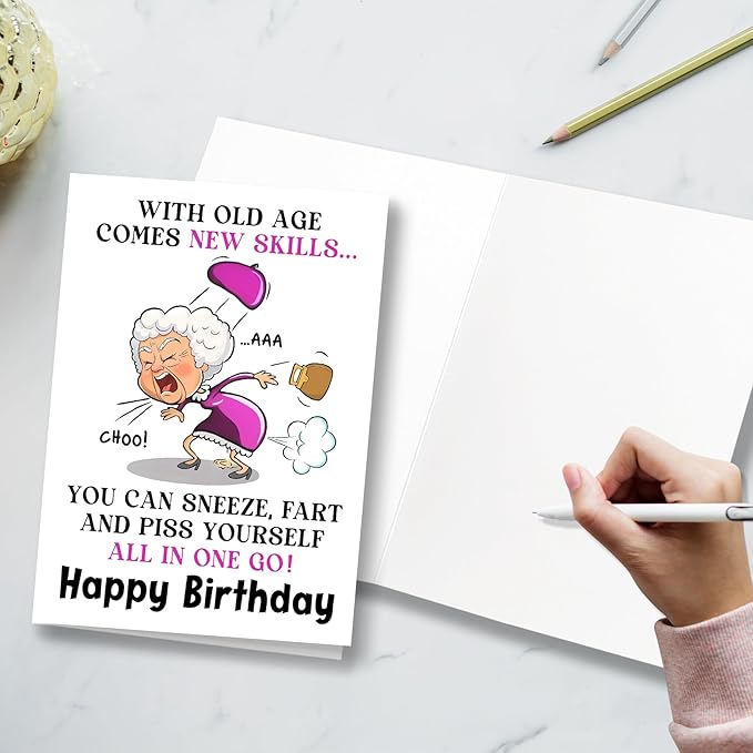 Funny Birthday Card for Old Women, Ladies, Unisex-Adults, 50th, 60th, 70th Birthday, Greeting Card