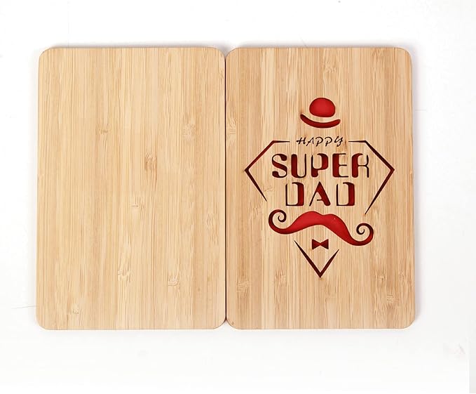 Wood Gift Card from Daughter,Super Dad Card,Funny Dad Birthday Card from Daughter or Son