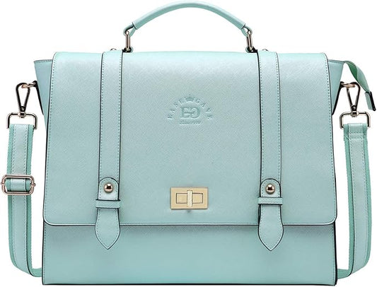 Laptop Briefcase for Women,15.6 Inch Work Tote Bag Trendy Computer Bag Business Satchel Purse with Professional Protection Padded Compartment for Work Travel,Mint