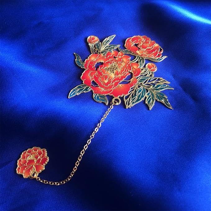 Bookmarks for Book Lovers Book Marks for Reading Women Birthday Graduation Christmas Gifts for Her Cute Metal Bookmark Book Markers Stocking Stuffers for Teens (Peony)