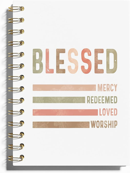 Christian Notebook, Blessed Gifts - Daily Prayer Journal, Prayer Notebook, Spiral Bible Notebook, Christian Gifts Journal, Christian Journal, Christian Notebook for Women, 5.5x8.3 Inches