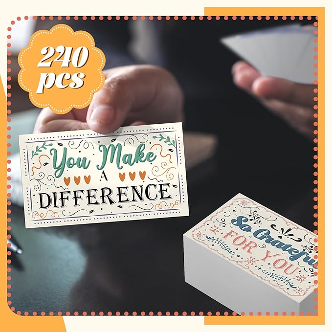 Yeaqee 240 Pcs Employee Appreciation Kudos Cards Funny Blank Back Motivational Card Encouragement Thank You Note Recognition Card for Teacher College Affirmation Gift(Drawing)