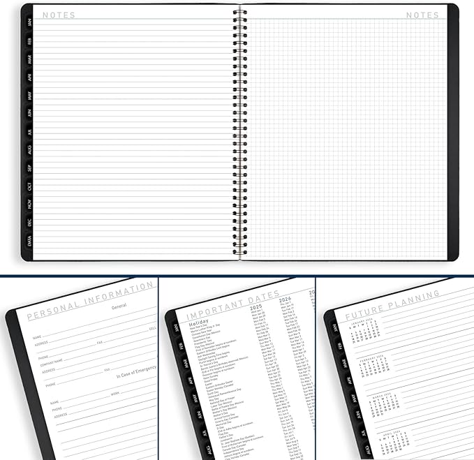 AT-A-GLANCE 2025 Planner, Monthly, 9” x 11”, Large, Contemporary, Black (70260X0525)