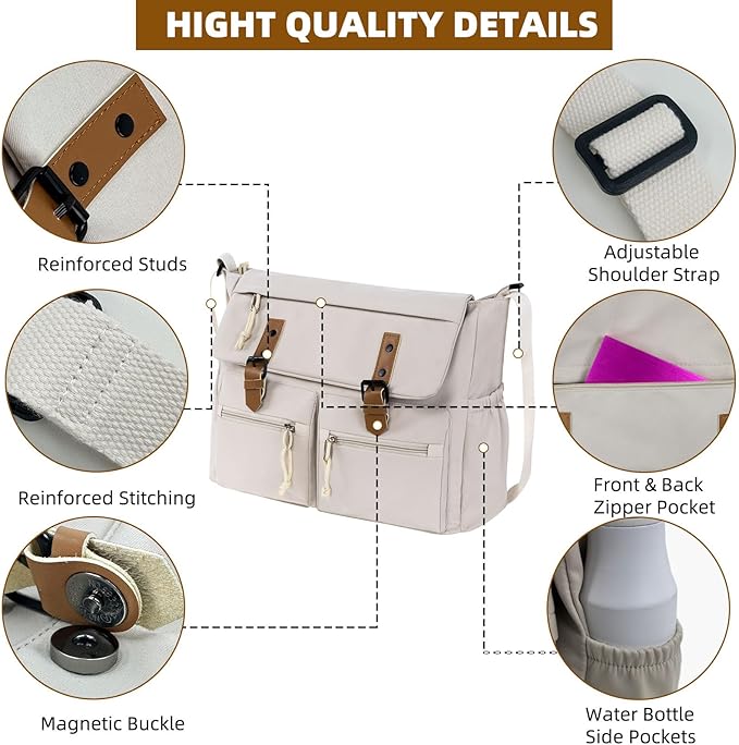 Lovvento Shoulder Messenger Bag for Men - Women Laptop Bag 15.6 inch Satchel Bags Mens Canvas Crossbody Tote Bags
