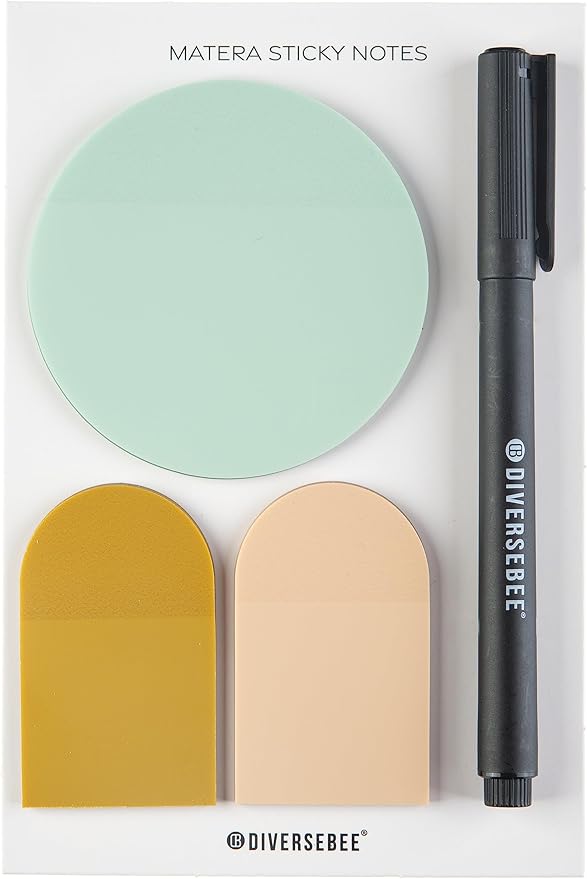 DiverseBee Transparent Sticky Notes (Includes Quick Dry Pen), Cute Clear Sticky Tabs, Translucent Page Flags Book Markers Stickers, Planner Accessories Bible Journaling Study Office Supplies (Matera)