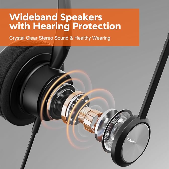 Office IP Phone Headset with Noise Canceling Mic, One Ear Wired Telephone Headset RJ9 for Snom Grandstream Yealink Landline Phones T19P T20P T21P T22P T26P T28P T23G T29G T32 T41S T42S T46S …