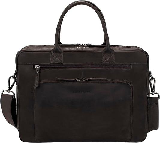 Marc Peter Hamilton Real Leather Business Bag for Men and Women | 15.6 inch Laptop Bag | Shoulder Bag for Men